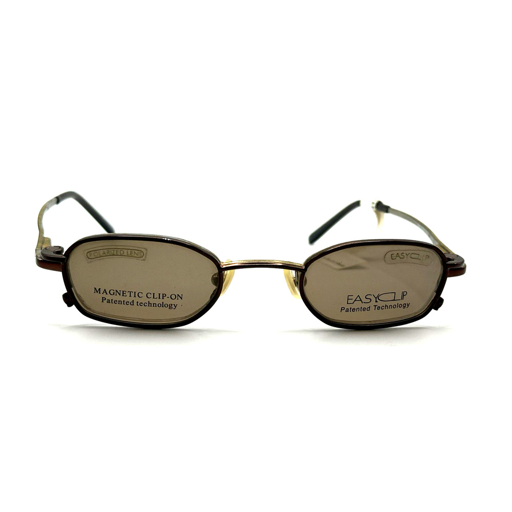 EASY CLIP S2438 BROWN EYEGLASSES SUNGLASSES FRAMES 42-23-135